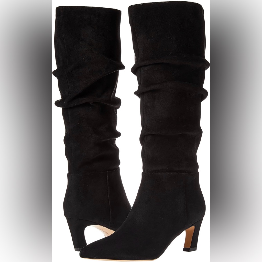 Black Suede Slouch Boots